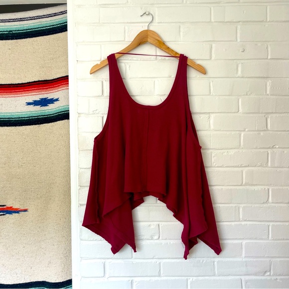 Free People We The Free Maroon Oversized Tank Top Women’s Size Medium - Picture 6 of 11